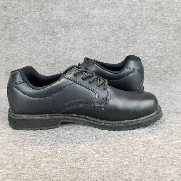 ✅Tredsafe Gary Black Leather Lace Up Slip Resistant Shoes Mens 7 Waiter Sneakers - Picture 9 of 11